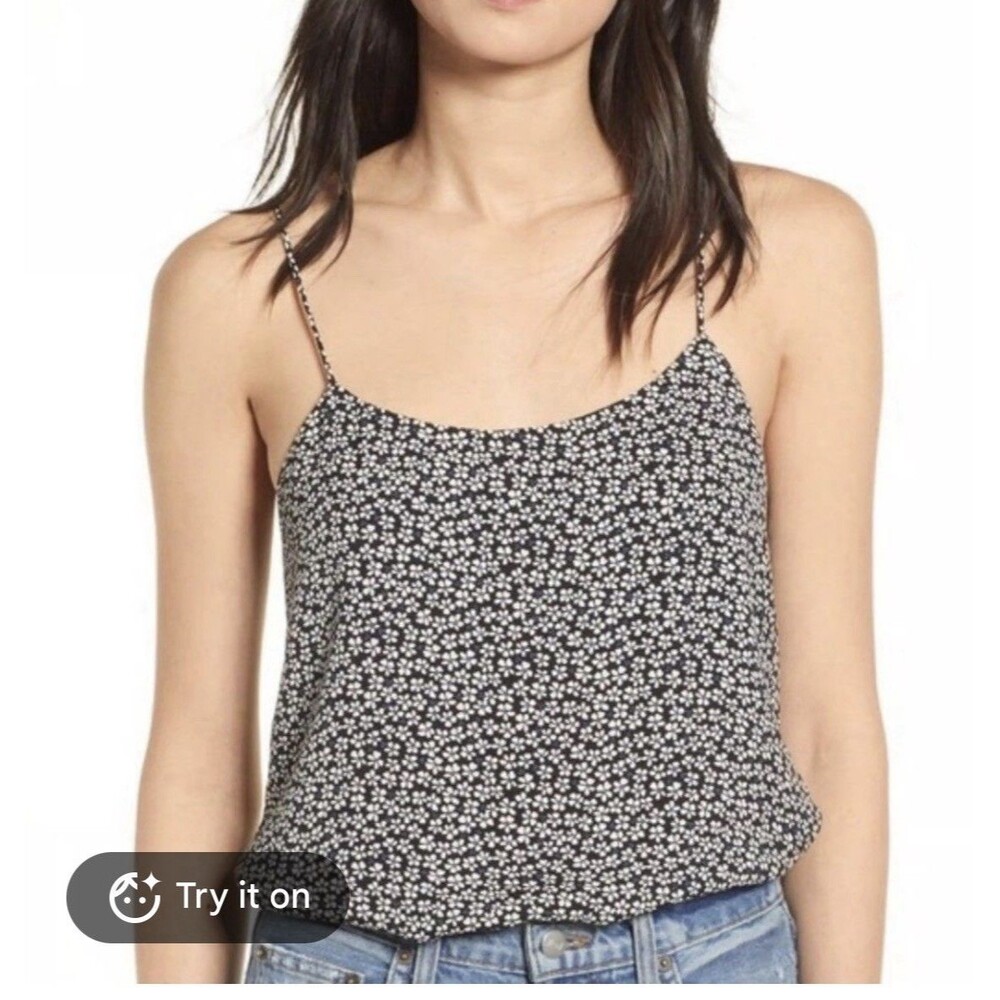 Reformation Women’s XS Black Ditsy Floral Cami Tank Top Spaghetti Strap Party